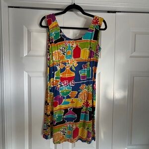90's Vintage Bright Multicolor Sleeveless Women’s Dress